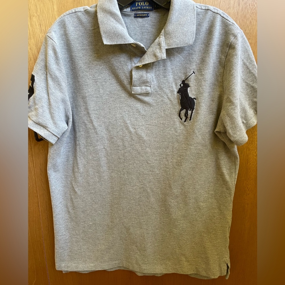 POLO RALPH LAUREN GRAY BIG PONY SHORT SLEEVE KNIT SHIRT - SIZE LARGE